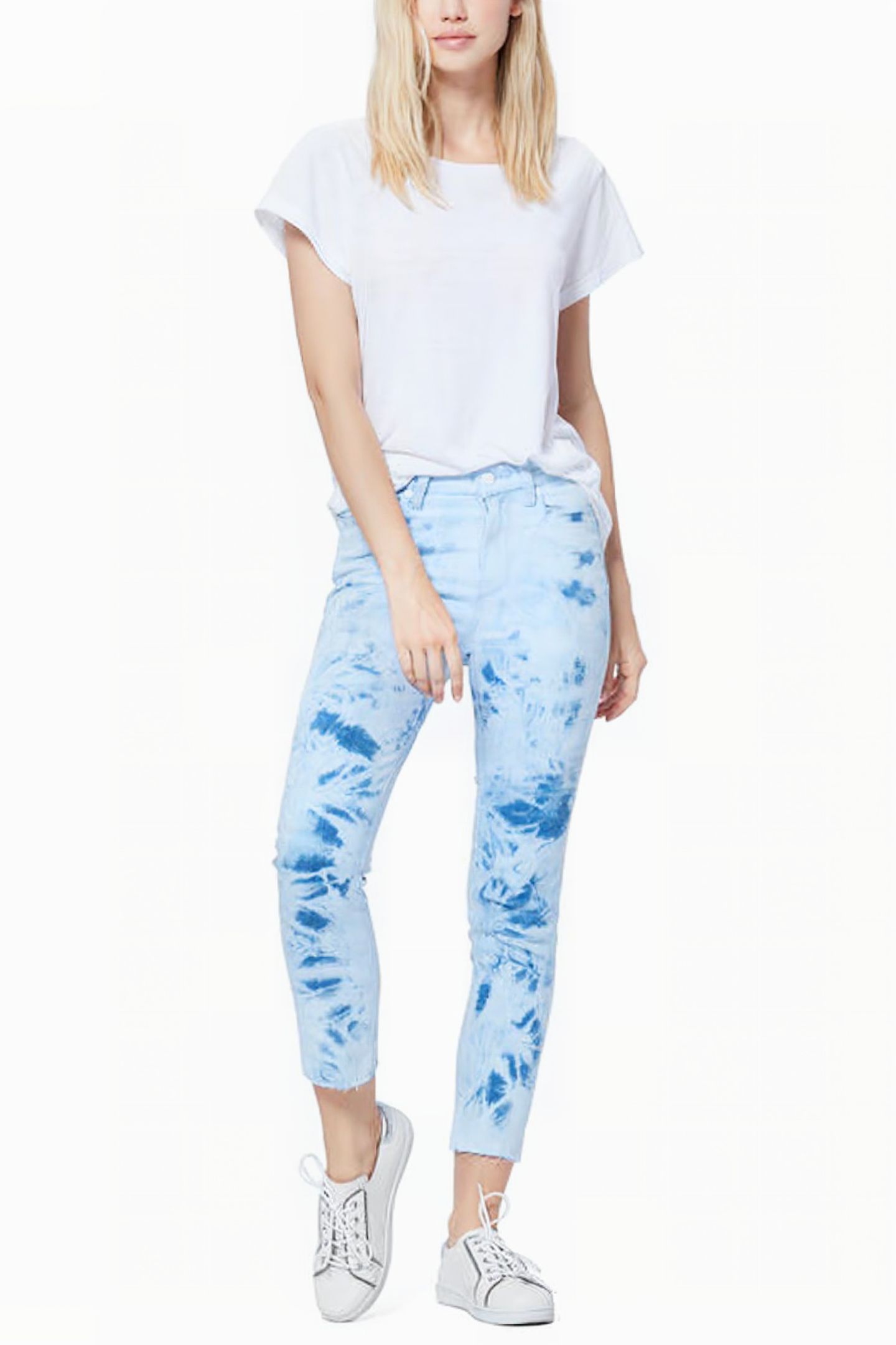 HOXTON SLIM CROP RAW HEM INDIGO TIE DYE 1