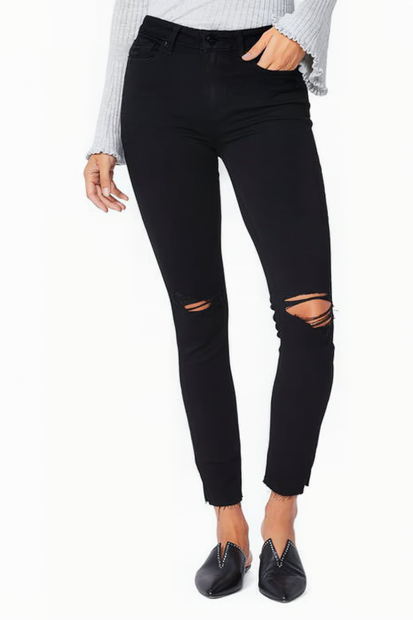 HOXTON ANKLE OTSM SLIT RAW HEM BLACK DAWN DESTRUCTED 1