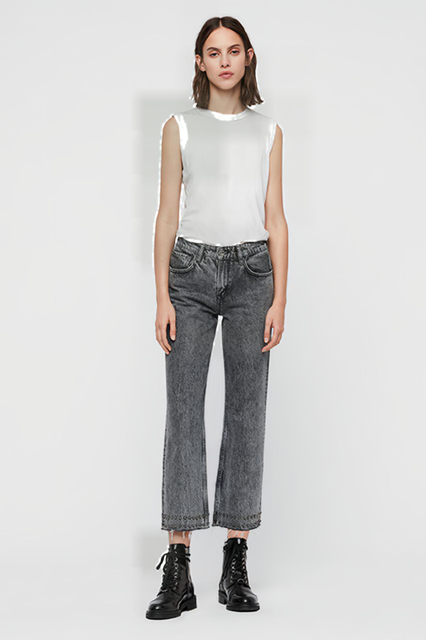 AVA STUD HEM JEAN WASHED BLACK 1