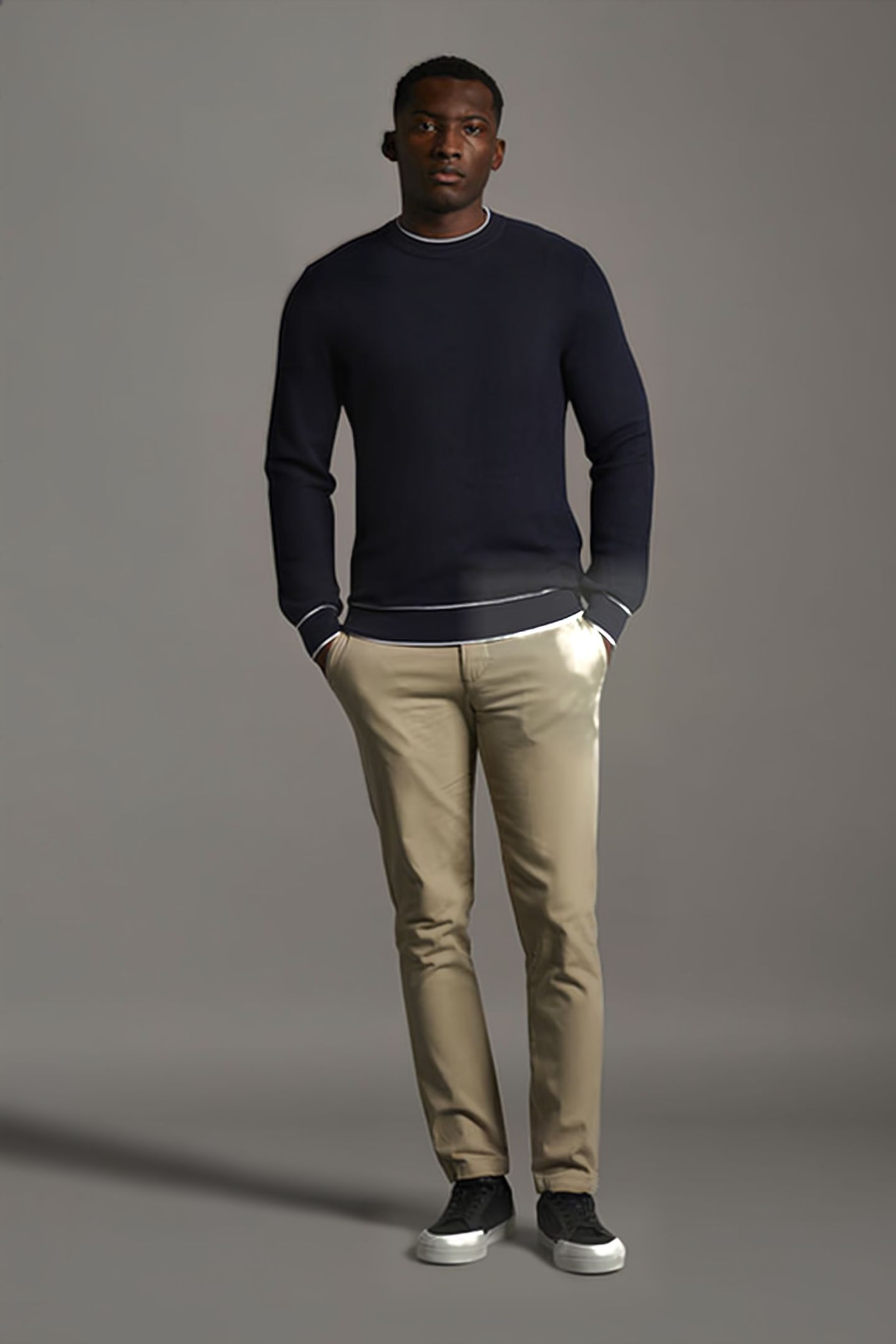 BLACK EAGLE TEXTURE KNIT CREW NECK DARK NAVY 3