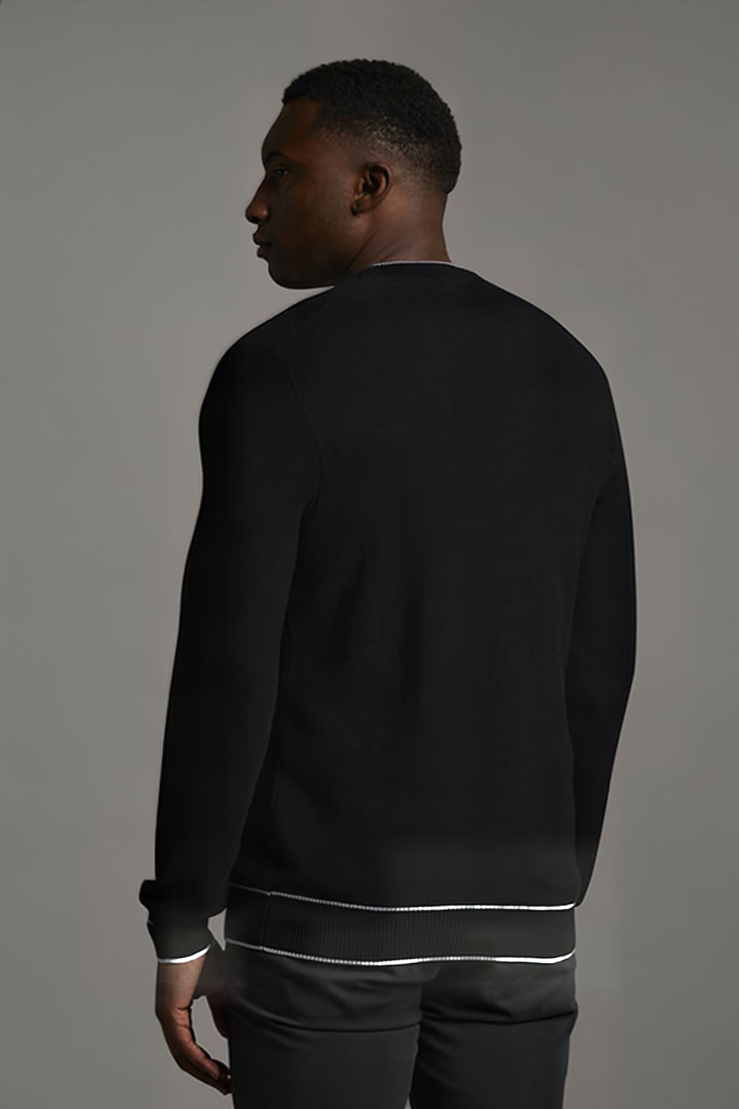 BLACK EAGLE TEXTURE KNIT CREW NECK JET BLACK 3