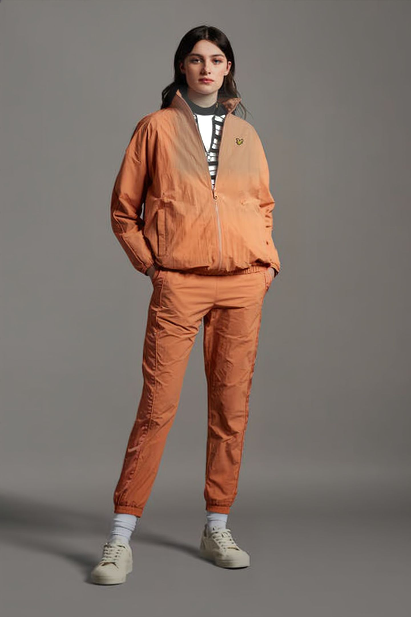 PERFORATED FUNNEL NECK JACKET DUSK ORANGE 2