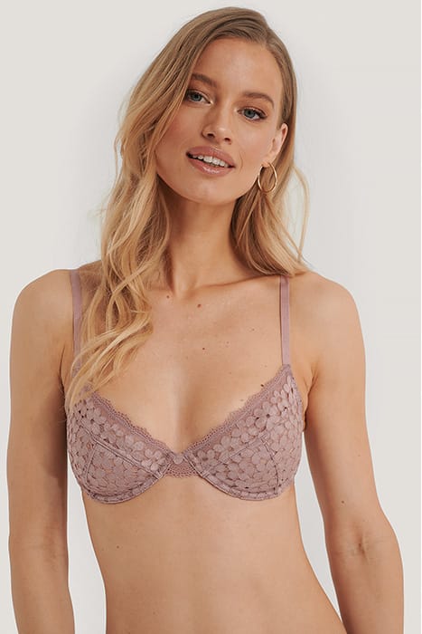 RETRO LACE EDGE CUP BRA DUSTY PINK 1