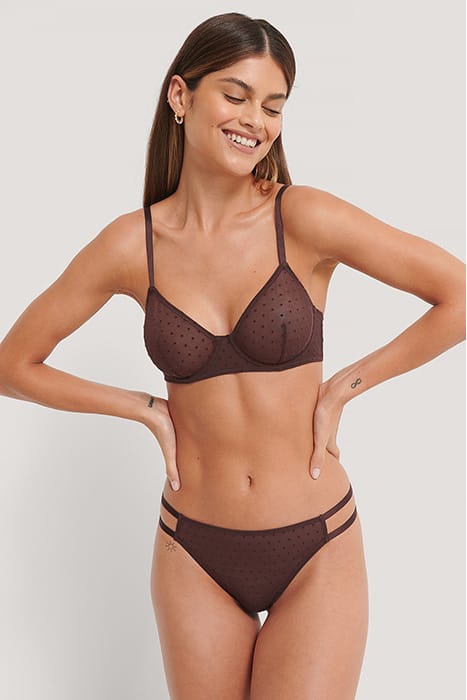 ALL OVER DOT MESH BRA DARK BROWN 3