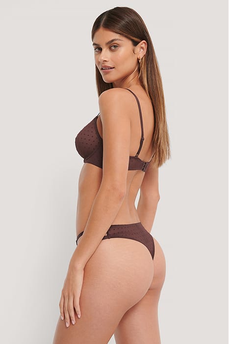 ALL OVER DOT MESH BRA DARK BROWN 4