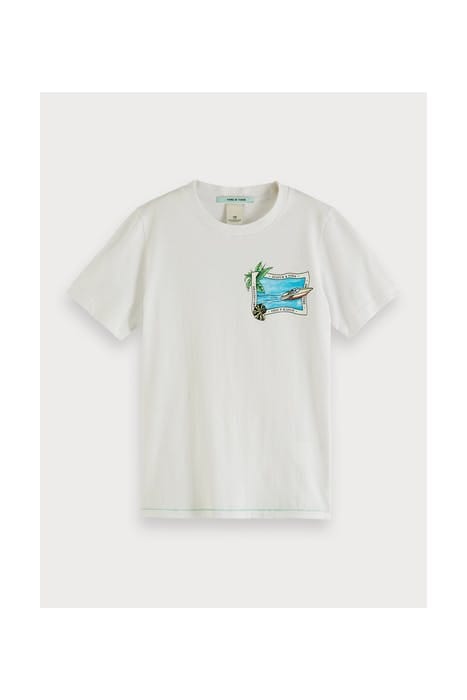 SHORT SLEEVE TEE WITH PLACED ARTWORKS WHITE 1