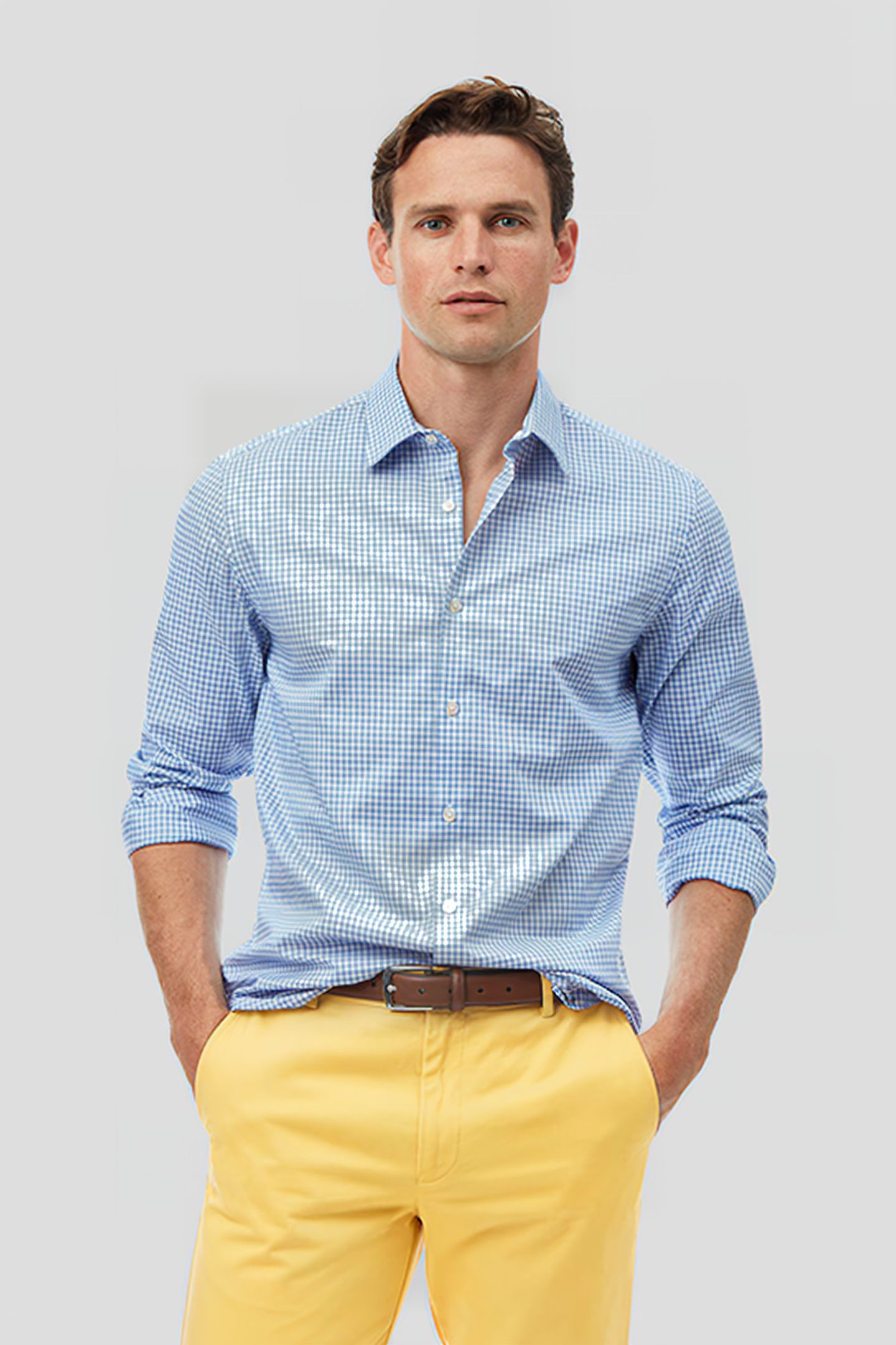 BLUE EXTRA SLIM FIT CLASSIC COLLAR BRIGHTON COLLECTION CHECK 2