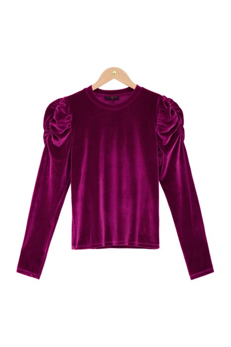 PAARSE VELVET TOP MET POFMOUWEN PURPLE PURPLE 1