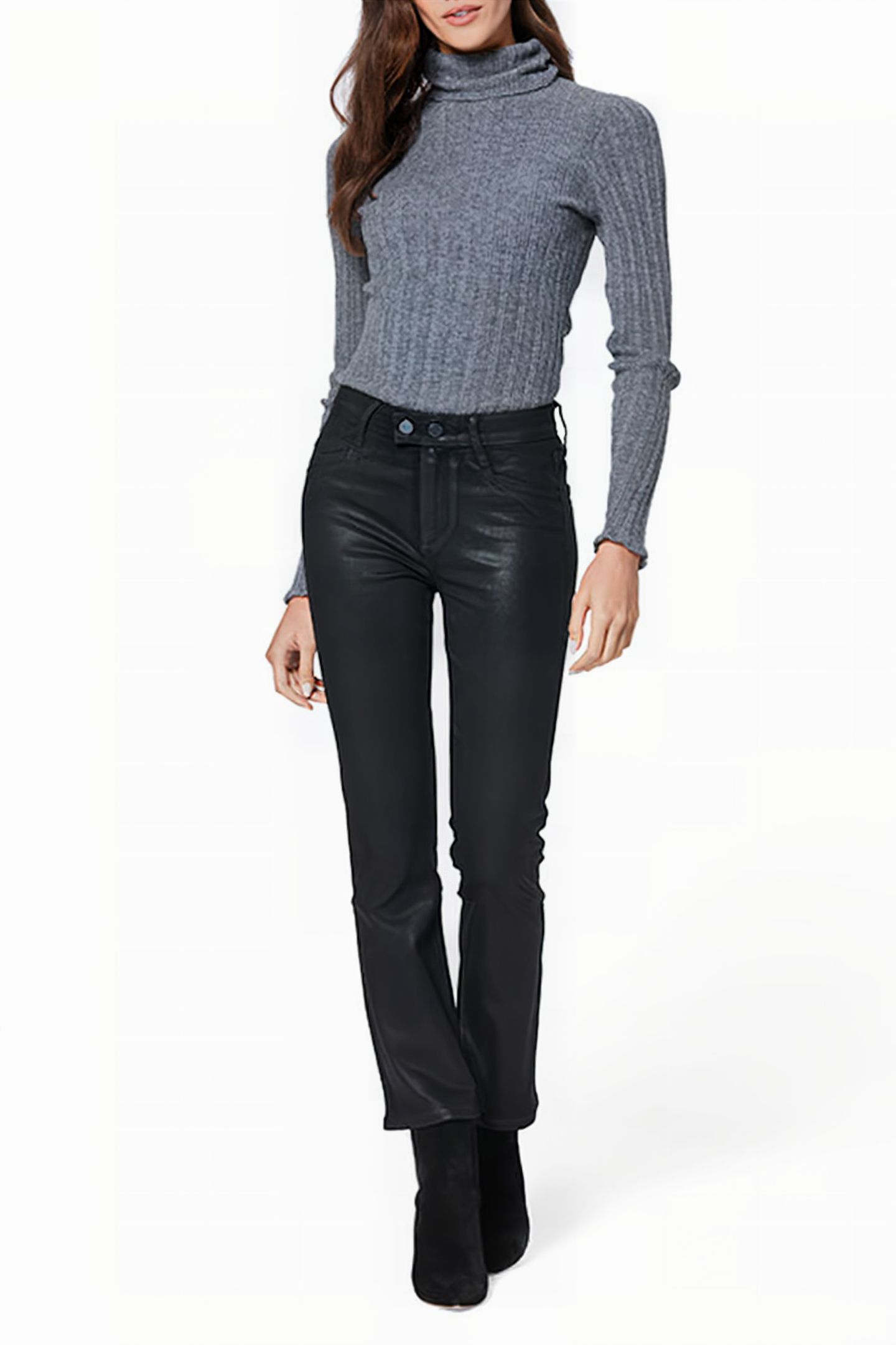 CLAUDINE DOUBLE BTN JOXXI PKT BLACK FOG LUXE COATING 2