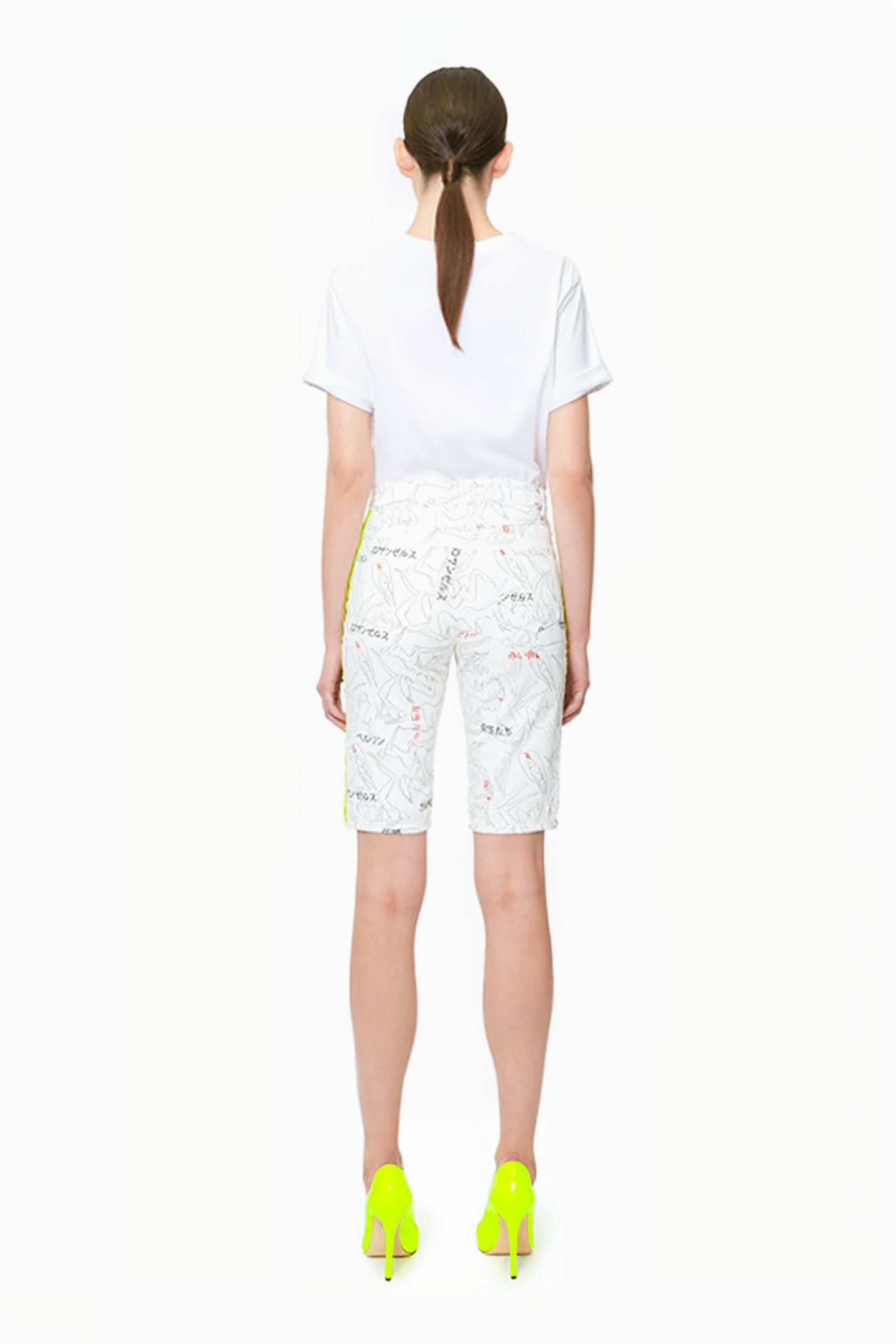 WOMEN'S PRINTED DENIM SHORTS LADIES WITH FONT PRINT. 2