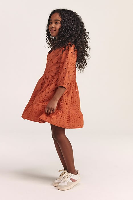 GIRLS TUSCANY DRESS BRODERIE ANGLAISE SPICE ROUTE BROWN 5