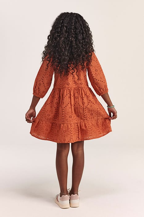 GIRLS TUSCANY DRESS BRODERIE ANGLAISE SPICE ROUTE BROWN 4