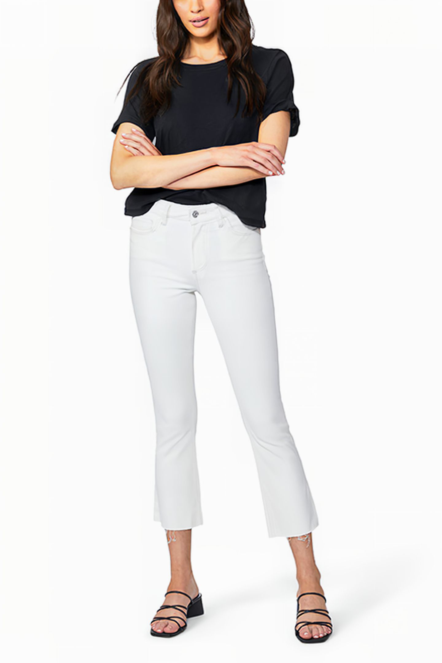 COLETTE CROP FLARE RAW HEM GOLDEN SAND DISTRESSED 3