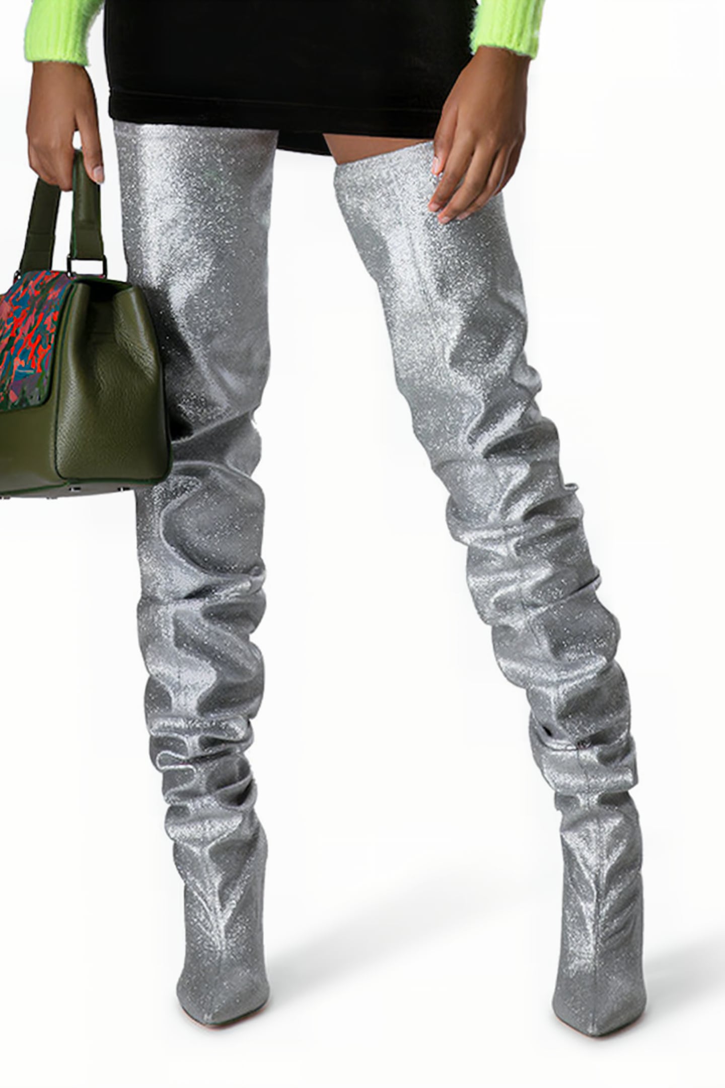 WOMEN S GLITTER OVERKNEES SILVER 3