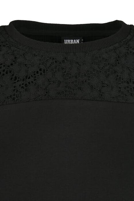 LADIES SHORT OVERSIZED LACE INSET CREW BLACK 8