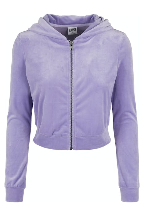 LADIES SHORT VELVET ZIP HOODY LAVENDER 1