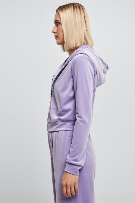 LADIES SHORT VELVET ZIP HOODY LAVENDER 6