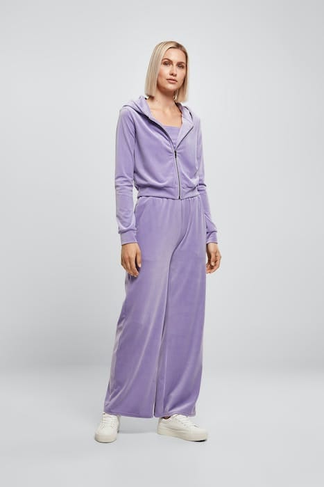 LADIES SHORT VELVET ZIP HOODY LAVENDER 4