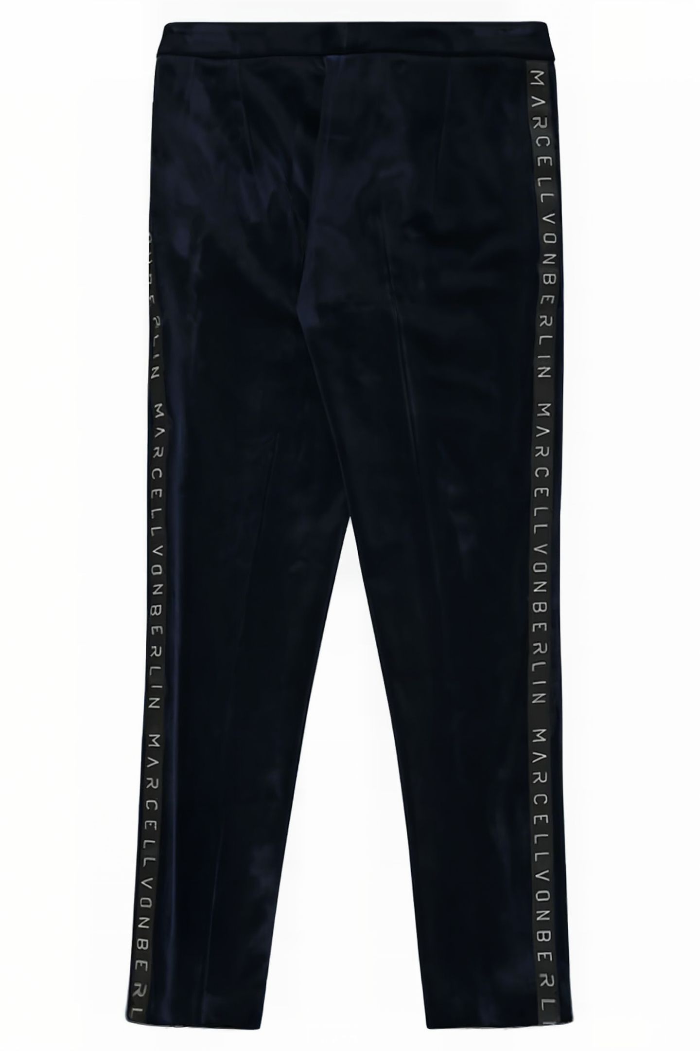 WOMEN'S LOGO VELVET JERSEY SKINNY PANTS NAVY 2