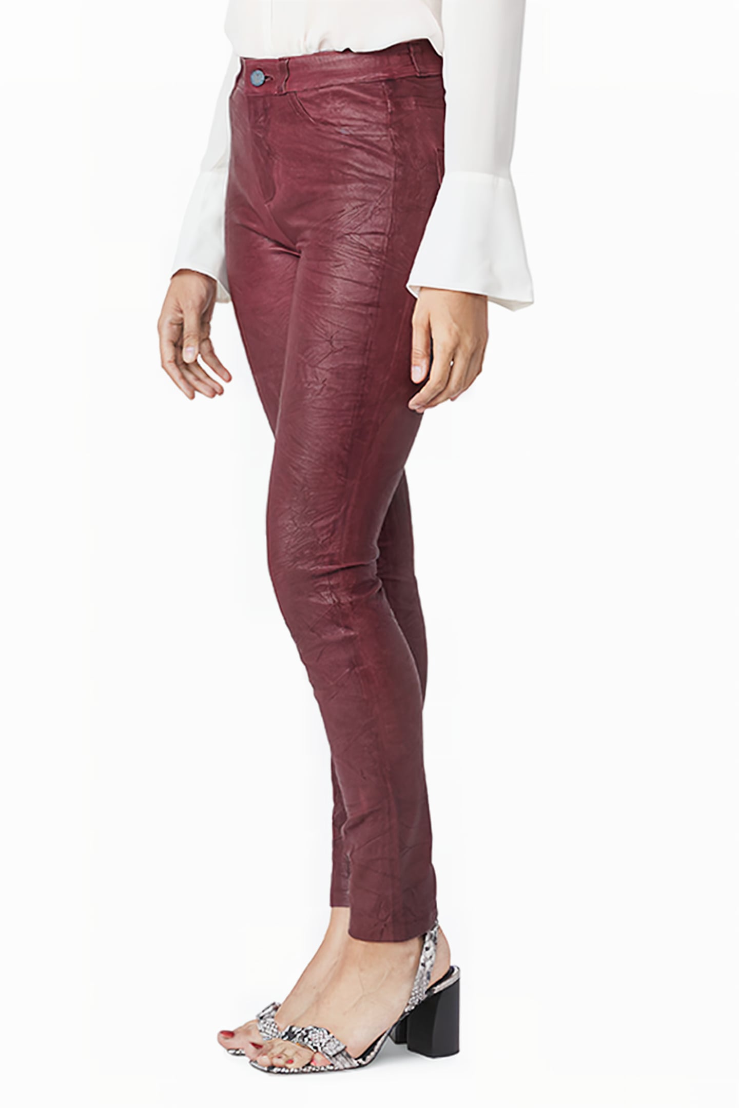 HOXTON STRETCH LEATHER PANT DARK CURRANT 1