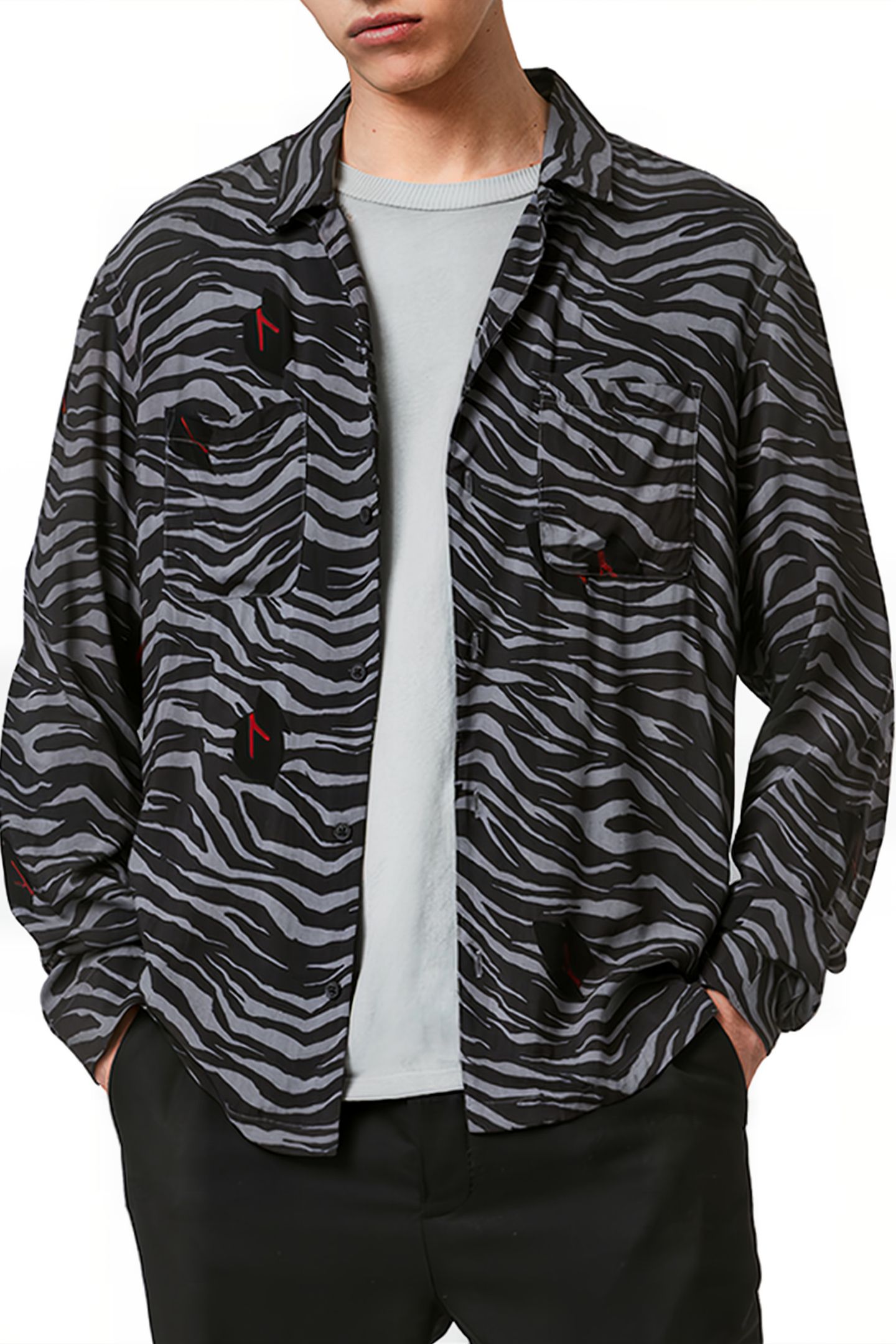 LAZARO LS SHIRT GREY/JET BLACK 5