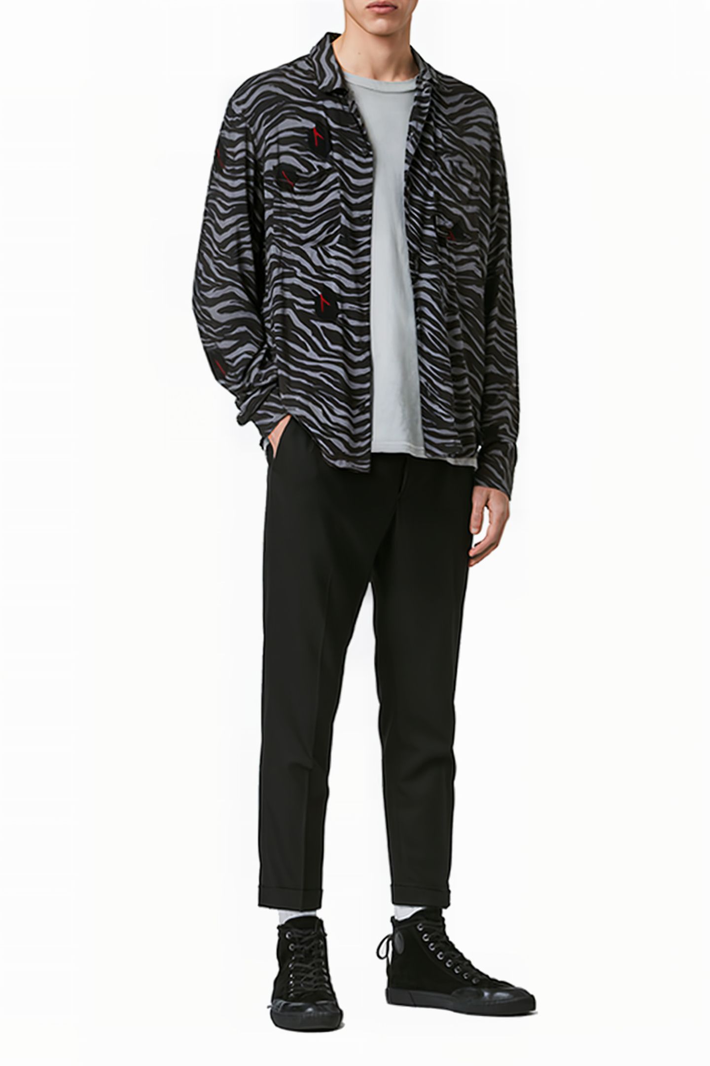 LAZARO LS SHIRT GREY/JET BLACK 3
