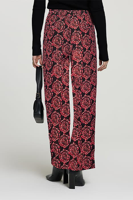 LADIES MONACO TROUSERS PEACOCK LEAF WINE RED 1