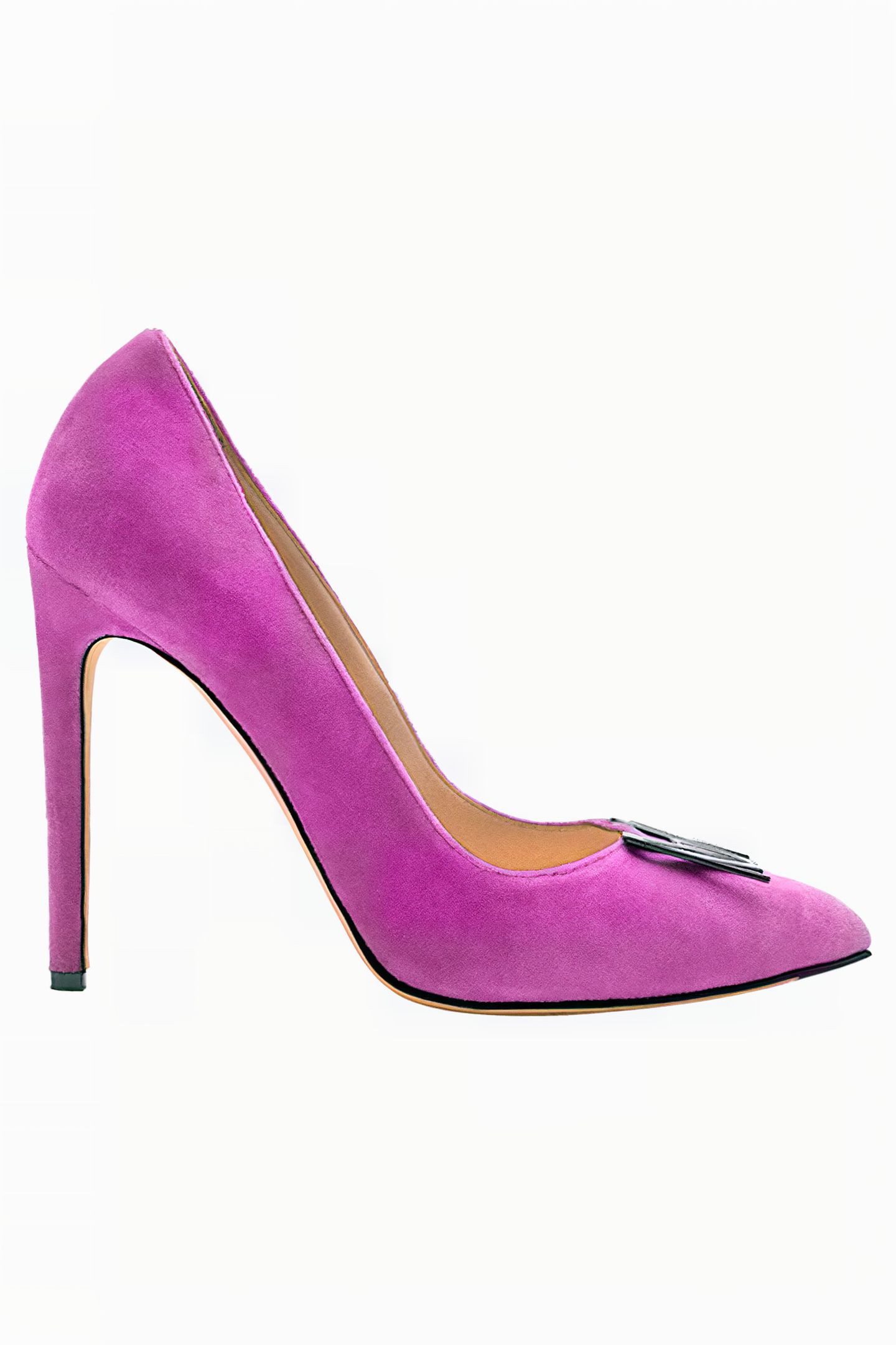 LOGO BUCKLE VELVET PUMPS PINK 1