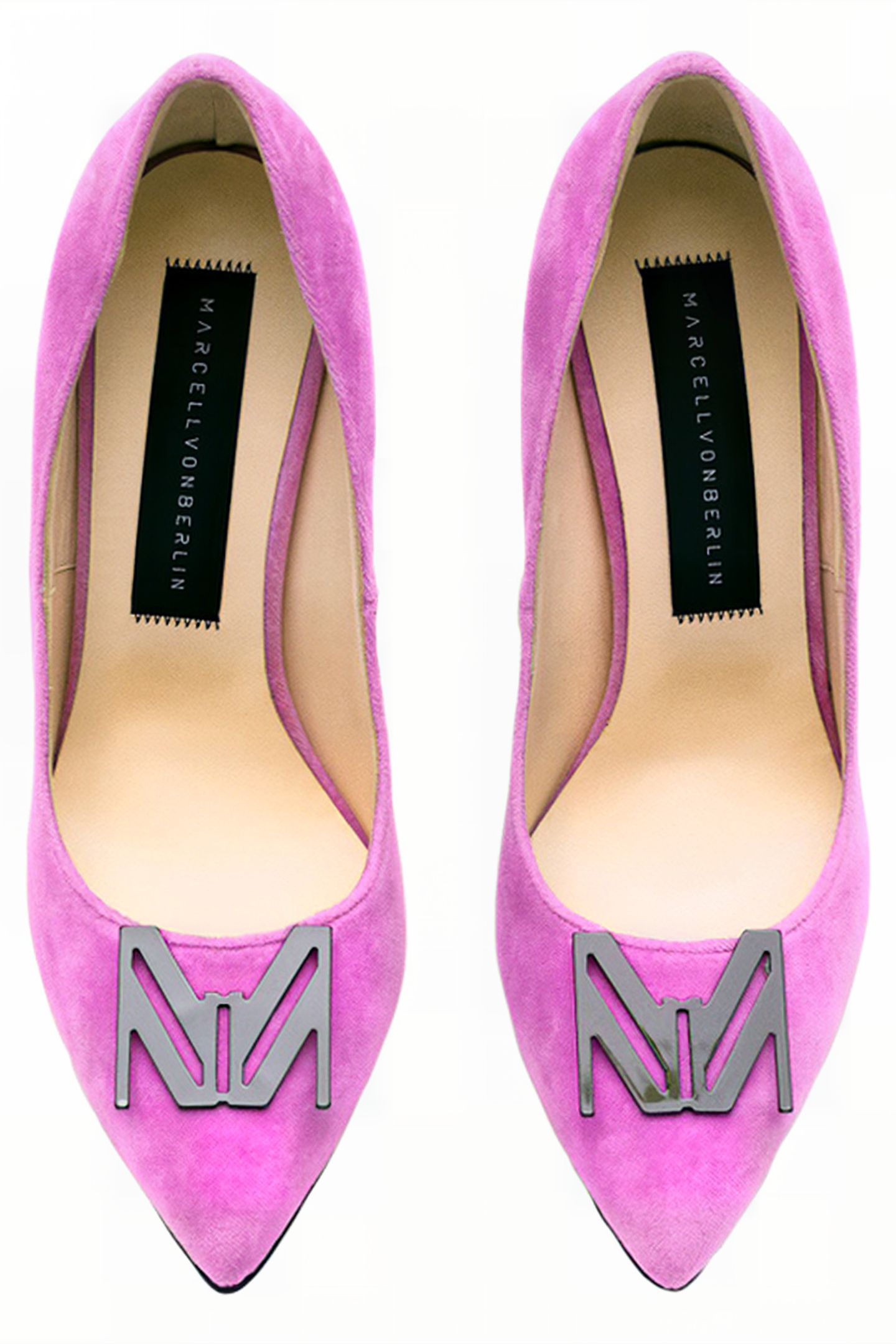 LOGO BUCKLE VELVET PUMPS PINK 3