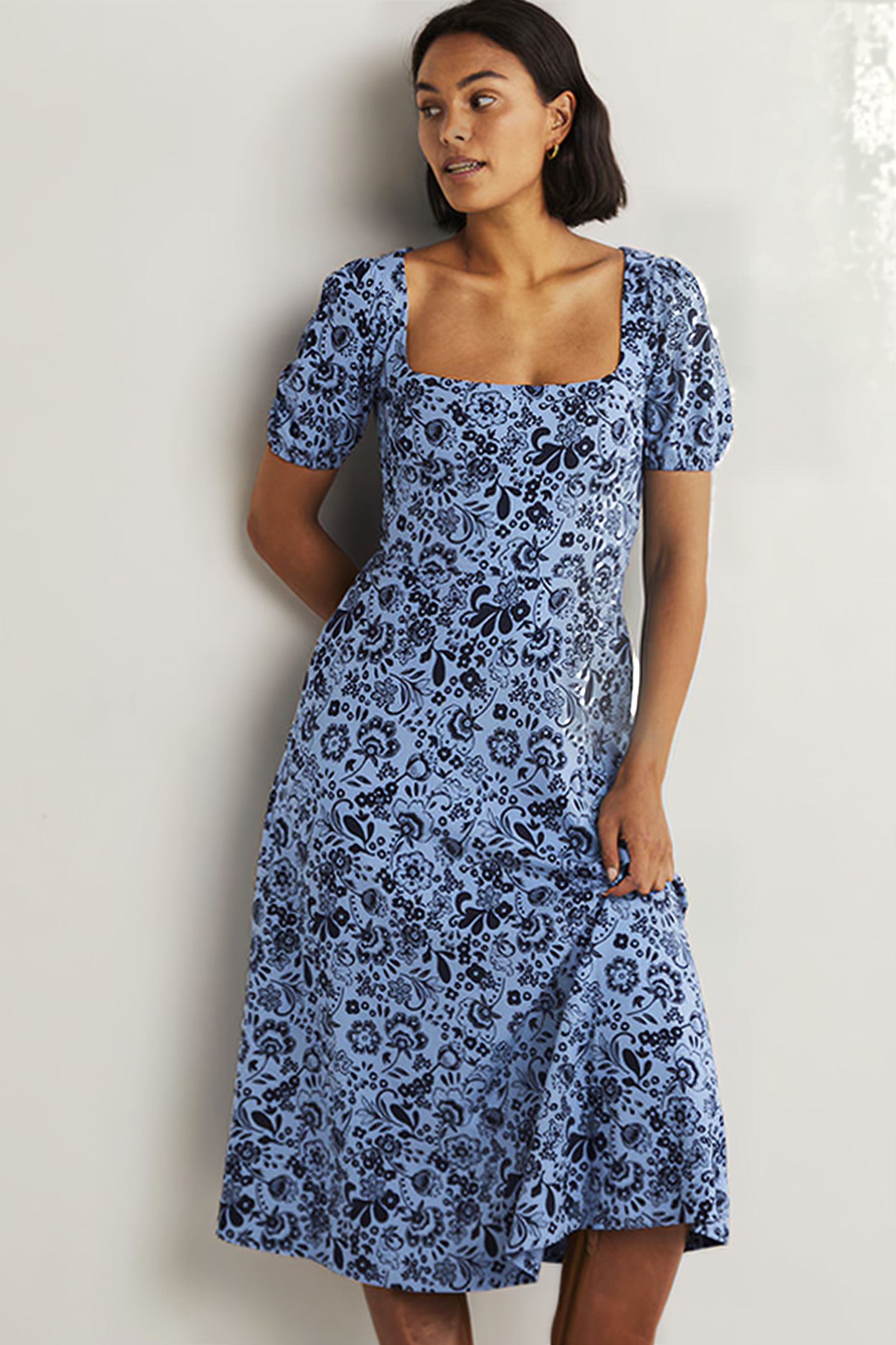 SHORT SLEEVE JERSEY MIDI DRESS BLU 1