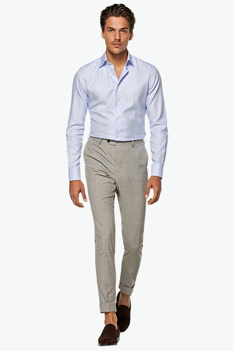 Light Blue Checked Slim Fit Shirt 3
