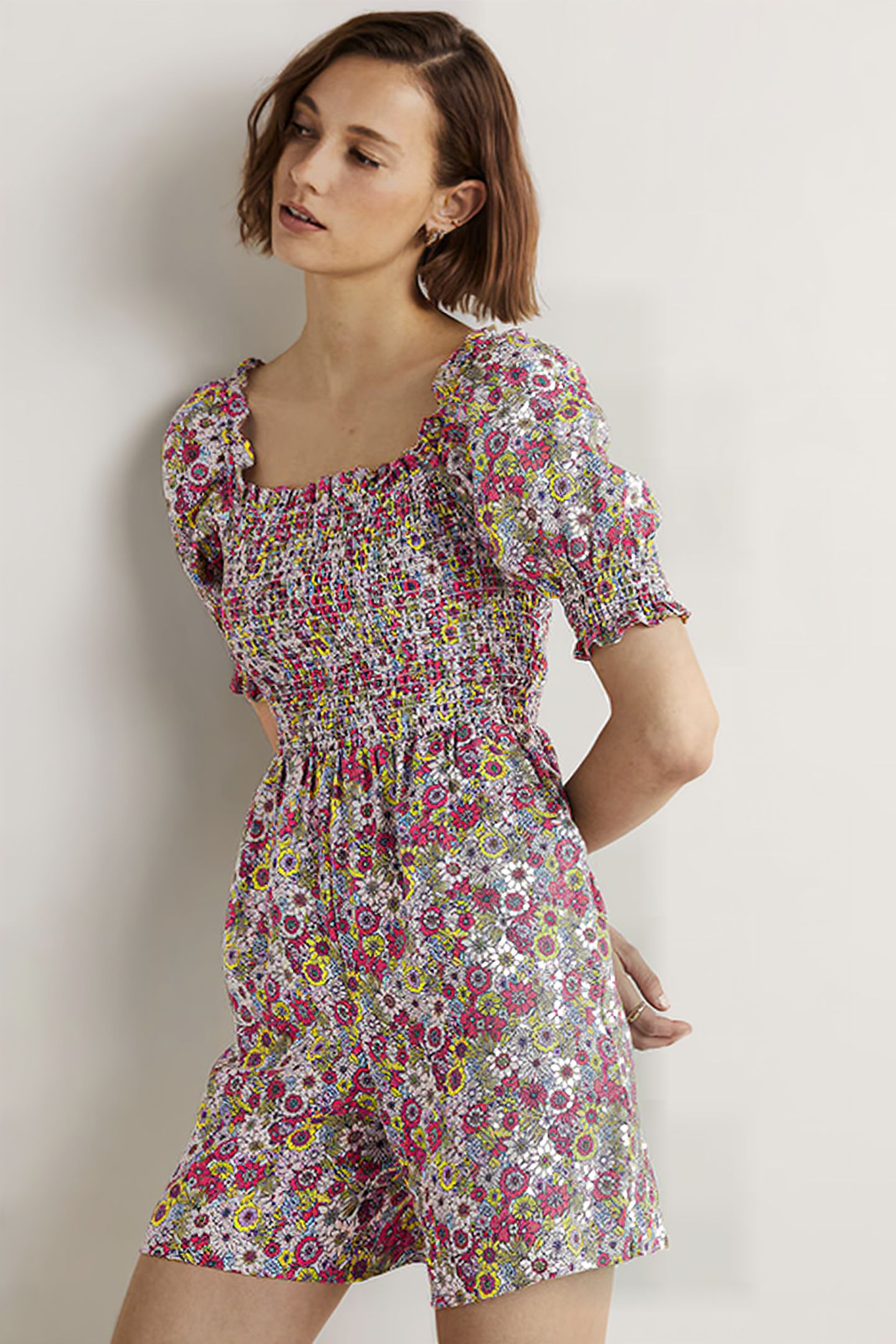 SMOCKED BODICE PLAYSUIT MLT 3