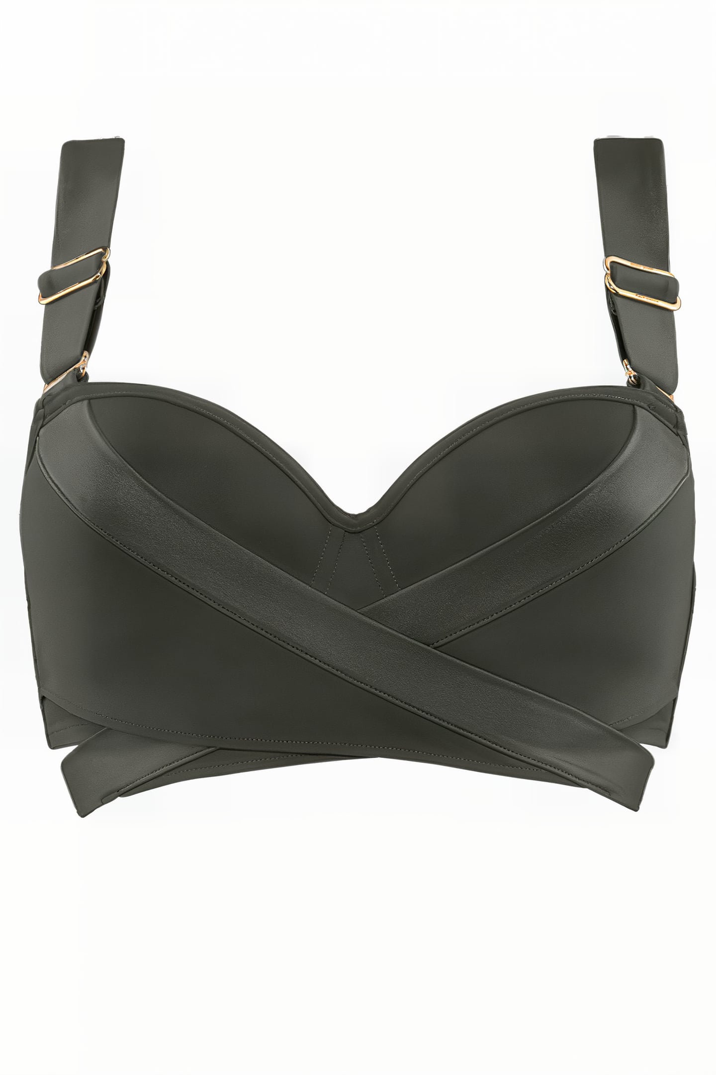CACHE COEUR SEAWEED GREEN PLUNGE BALCONY BIKINI TOP 3