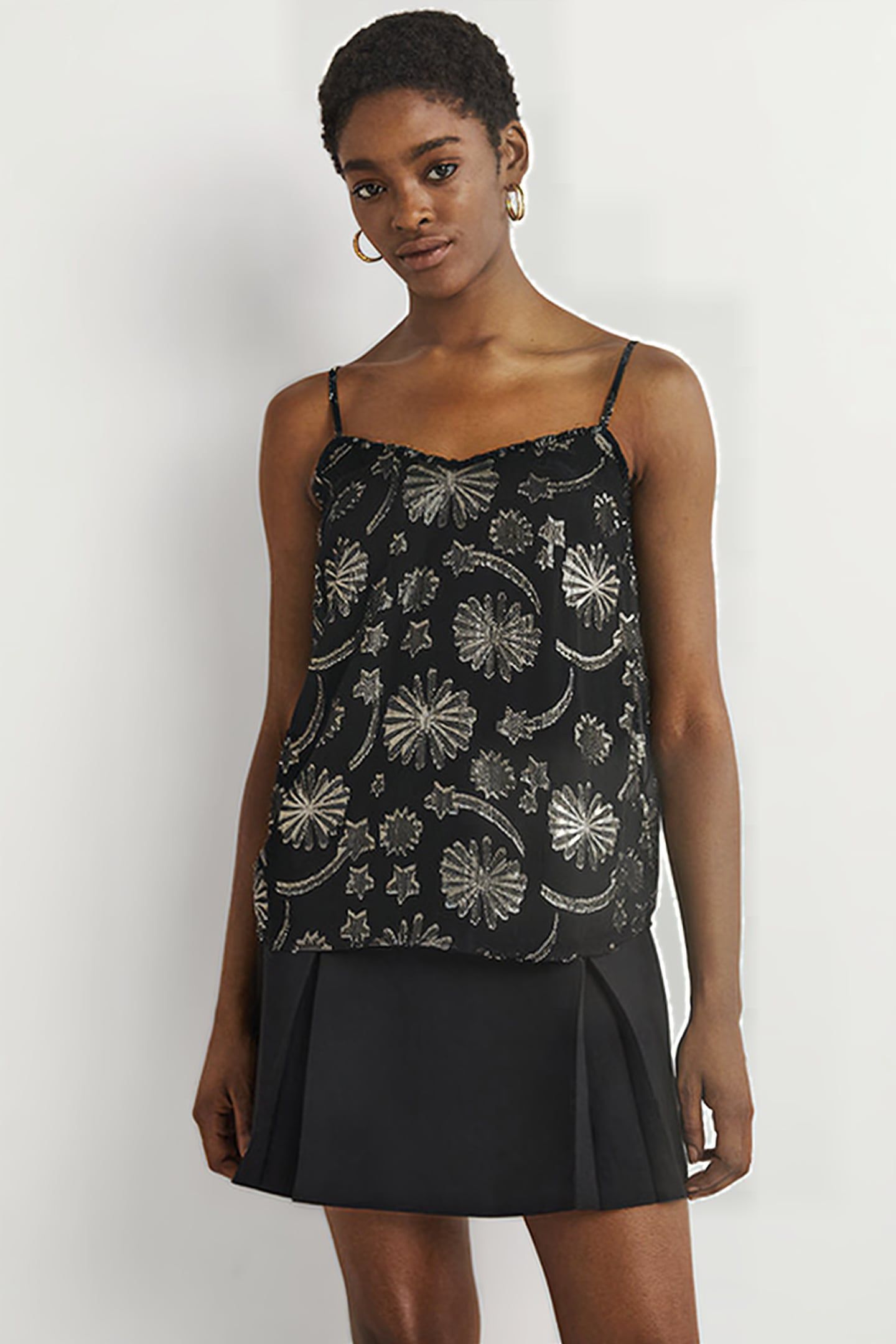 JACQUARD PARTY CAMI TOP BLK 1