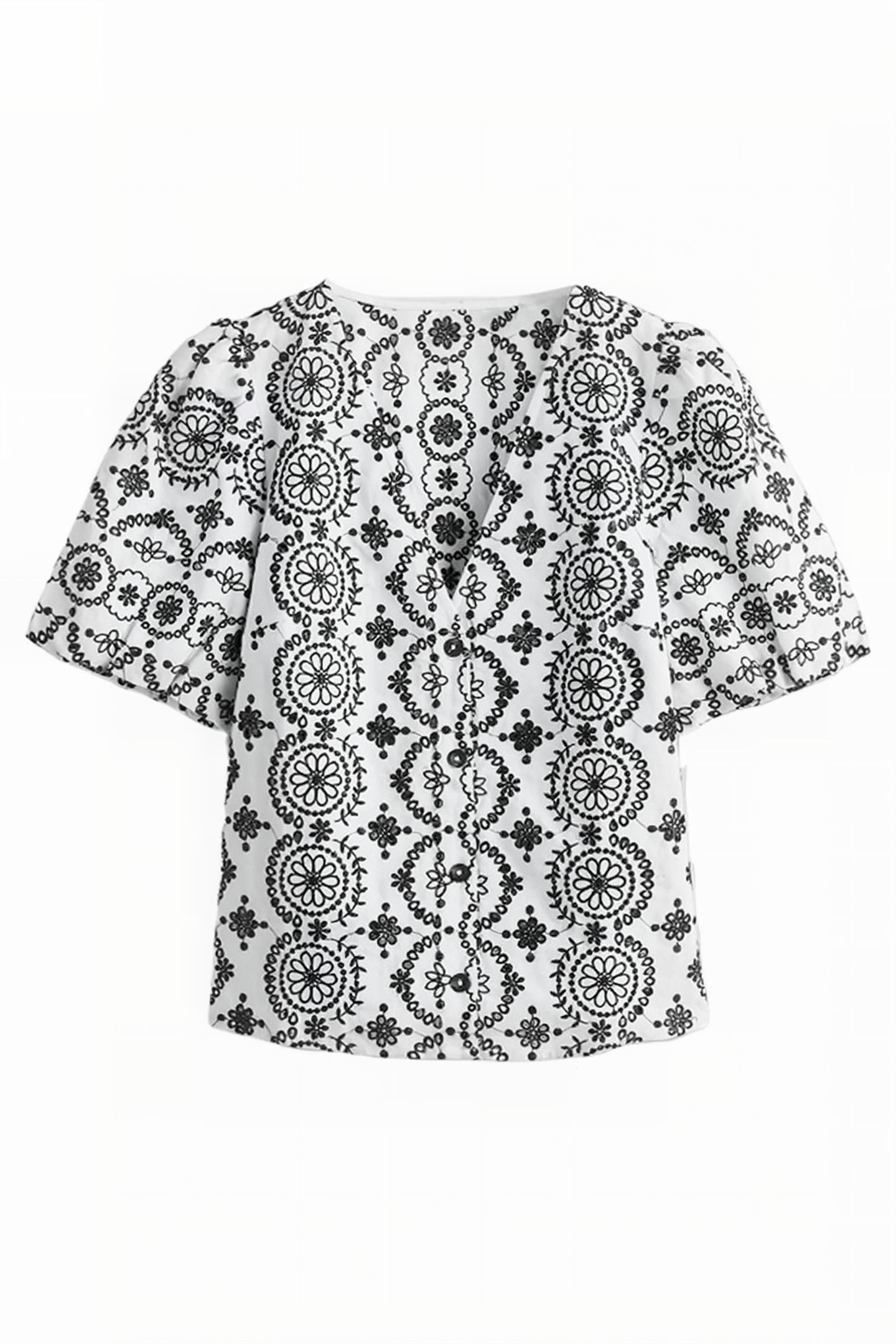 PUFF SLEEVE BUTTON BLOUSE WHT 3