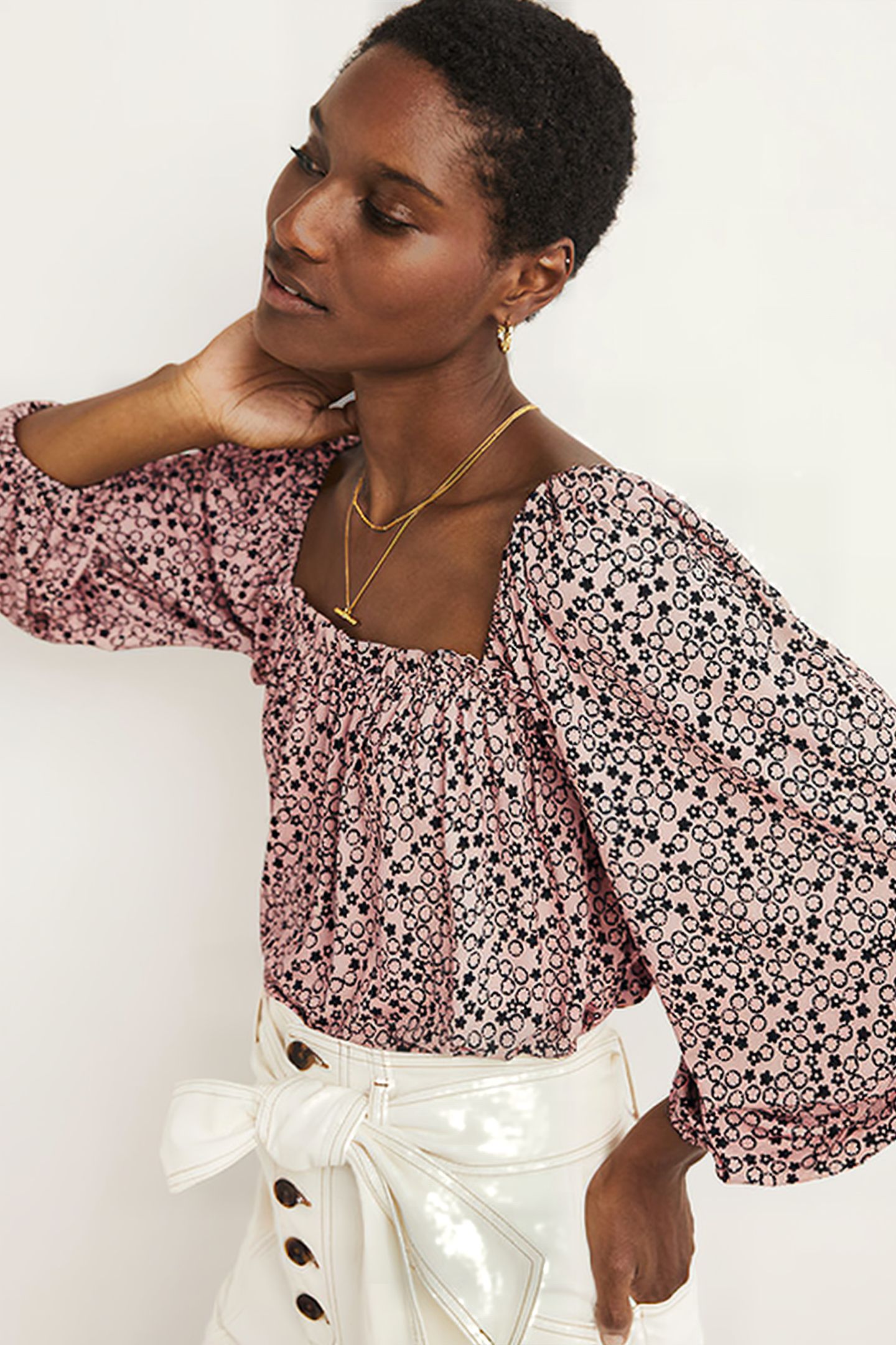 SQUARE NECK SWING JERSEY TOP PNK 3