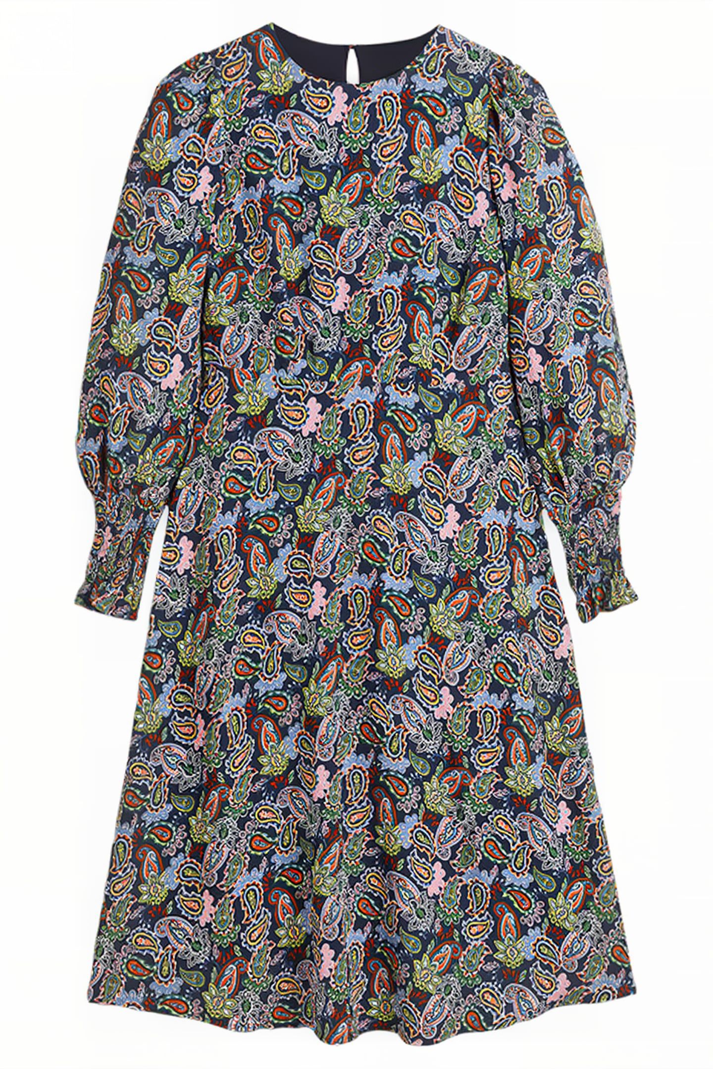 SMOCKED CUFF MIDI DRESS NVY 5