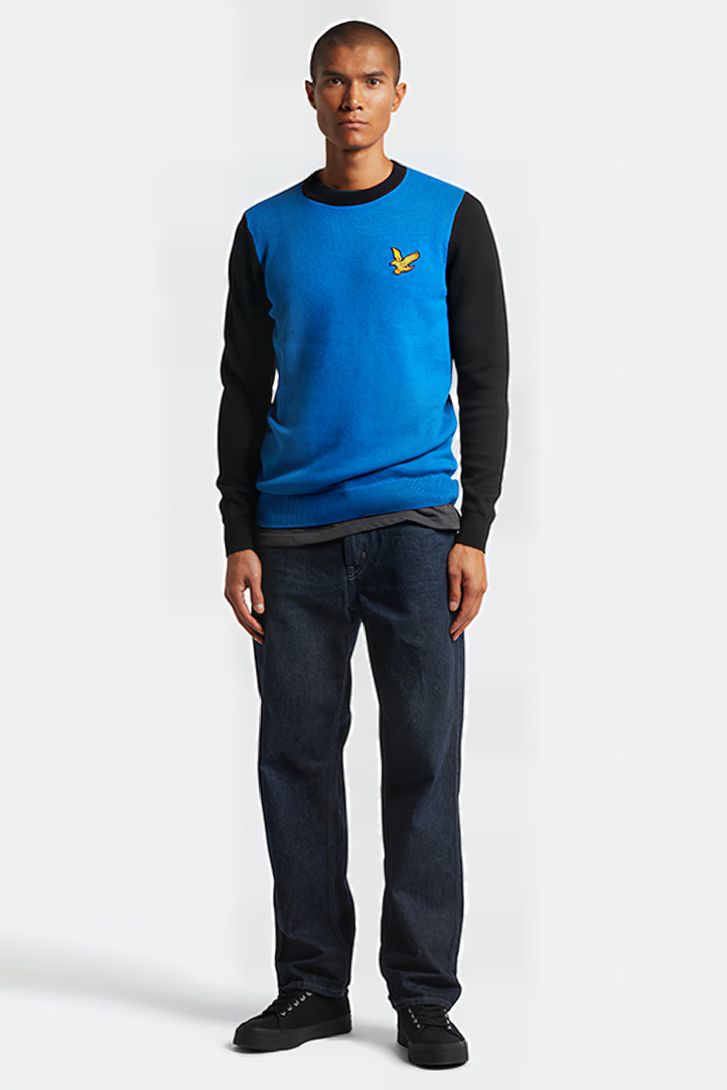BLOCK MARL CREW NECK BRIGHT BLUE MARL/JET BLACK 3