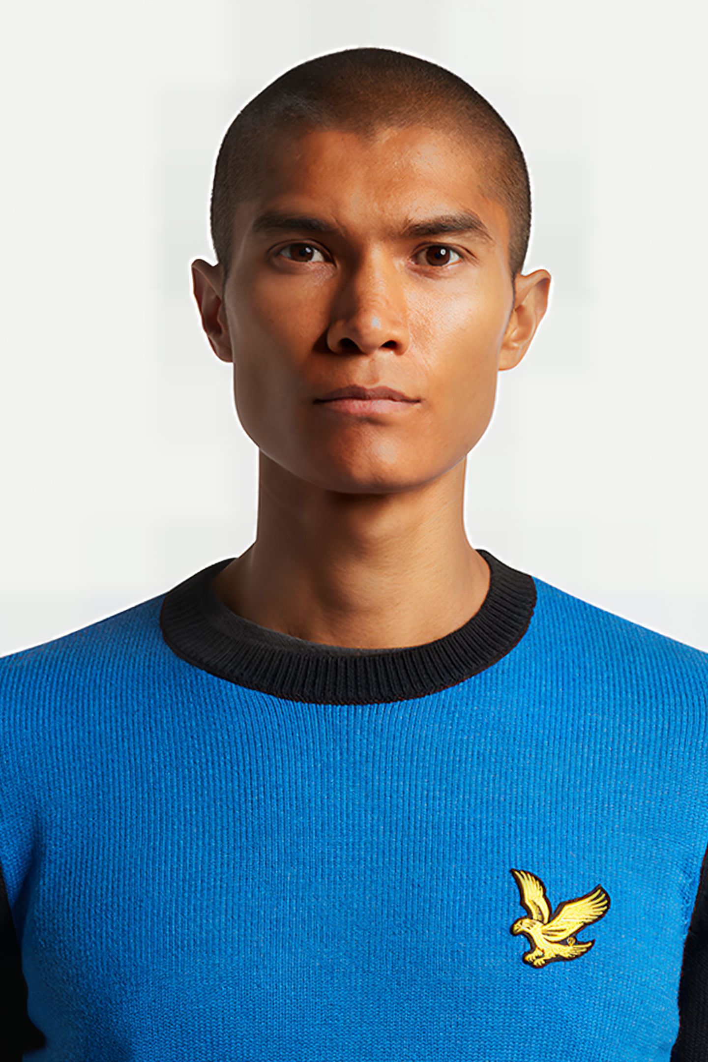 BLOCK MARL CREW NECK BRIGHT BLUE MARL/JET BLACK 4