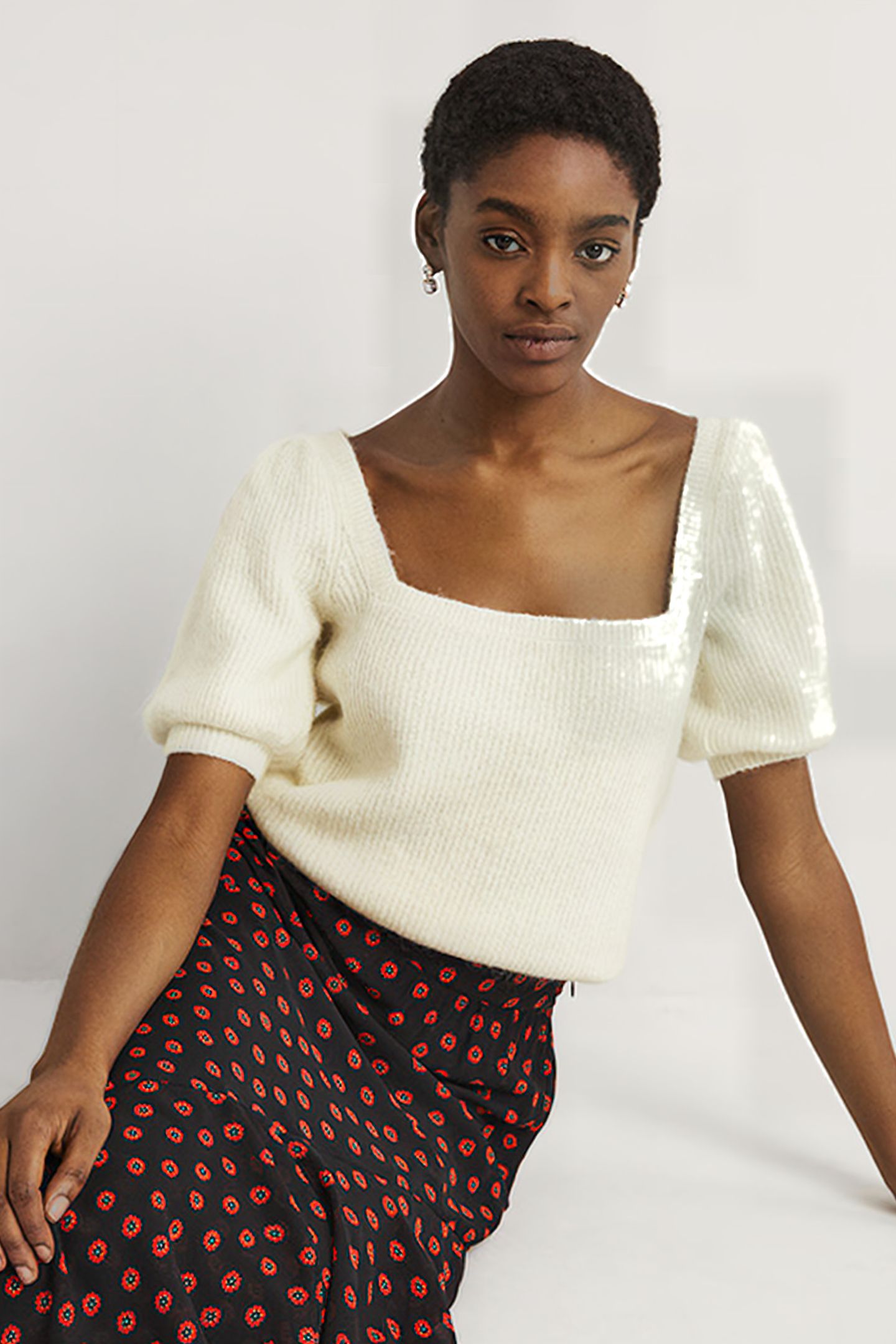 SQUARE NECK FLUFFY JUMPER IVO 1