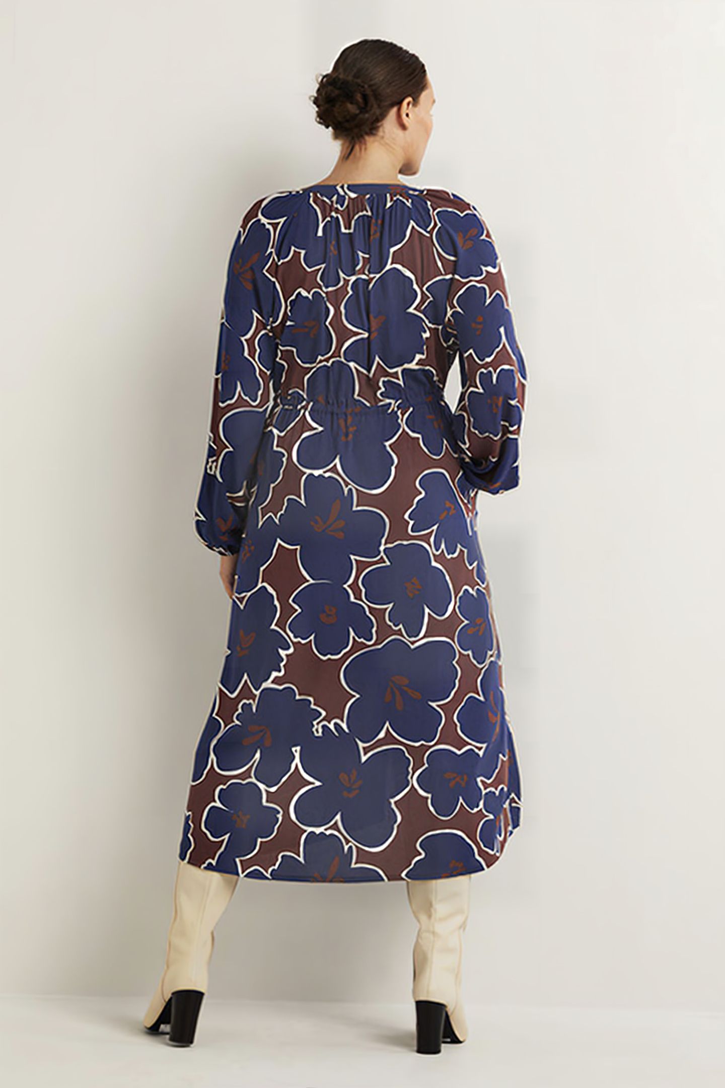 TIE WAIST DETAIL MIDI DRESS NVY 2