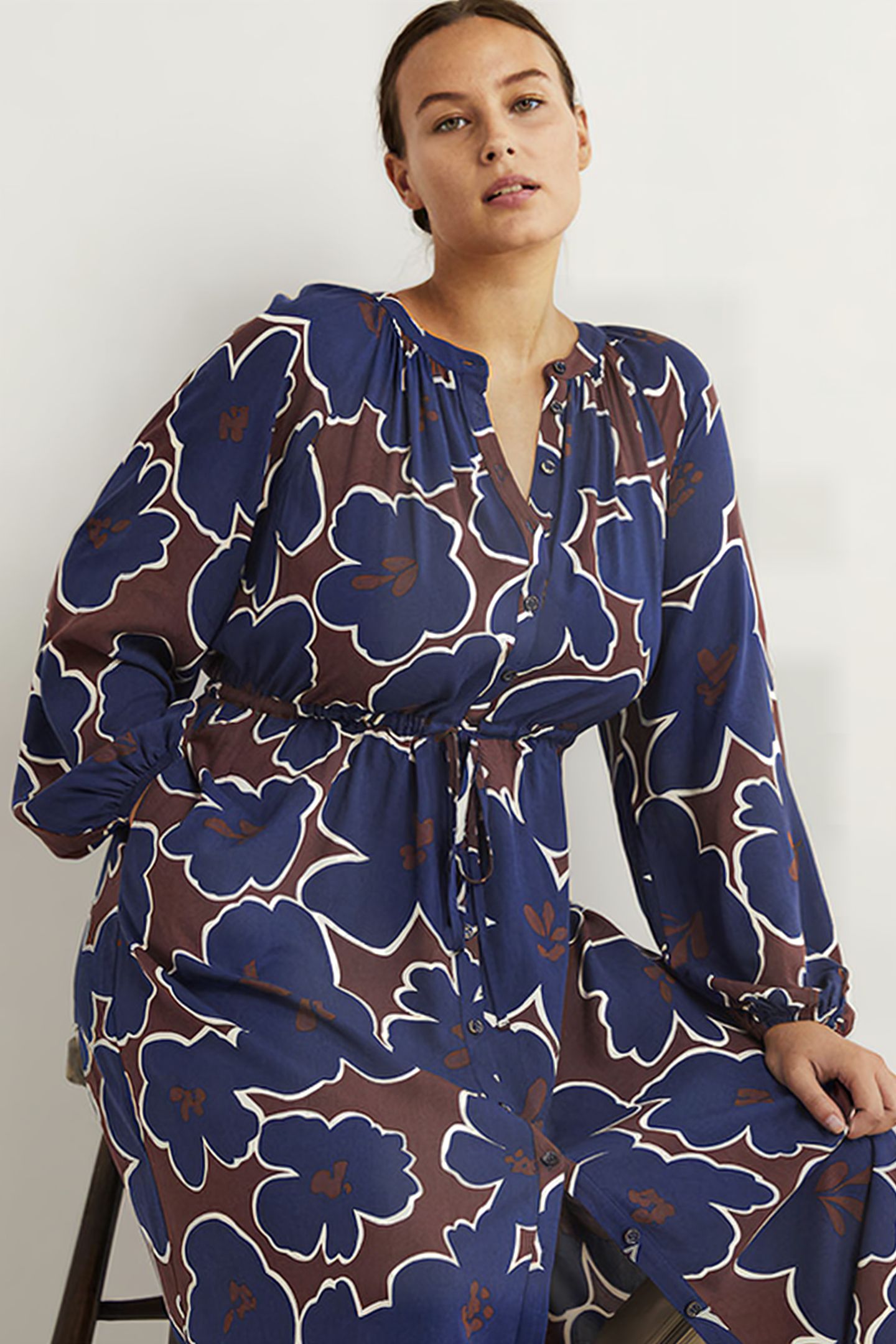 TIE WAIST DETAIL MIDI DRESS NVY 3