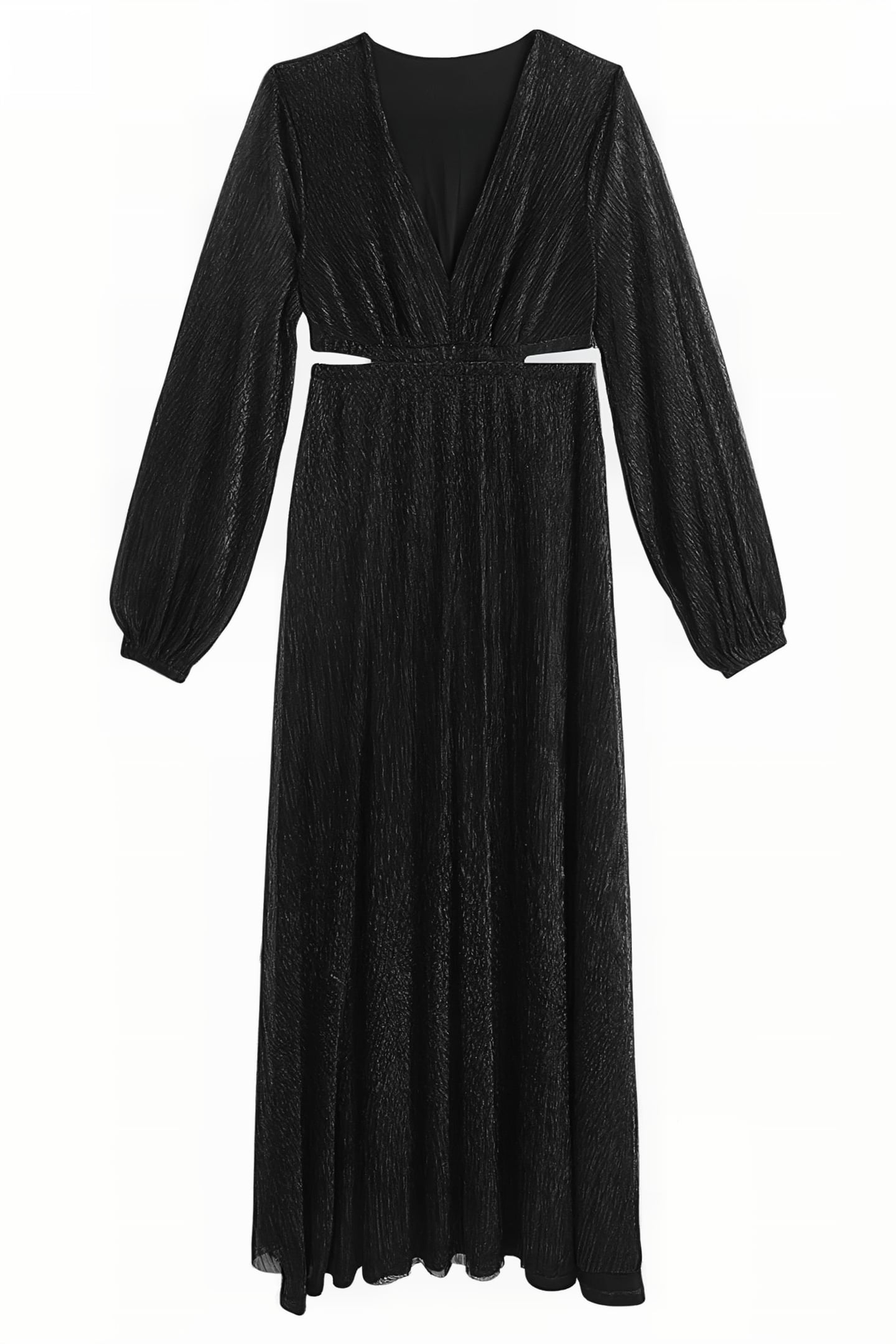 METALLIC CUT-OUT MAXI DRESS BLK 6