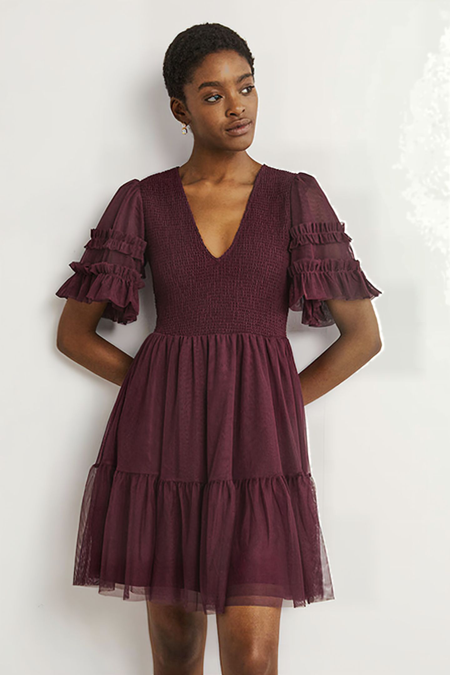 TULLE SMOCKED MINI PARTY DRESS DPR 1
