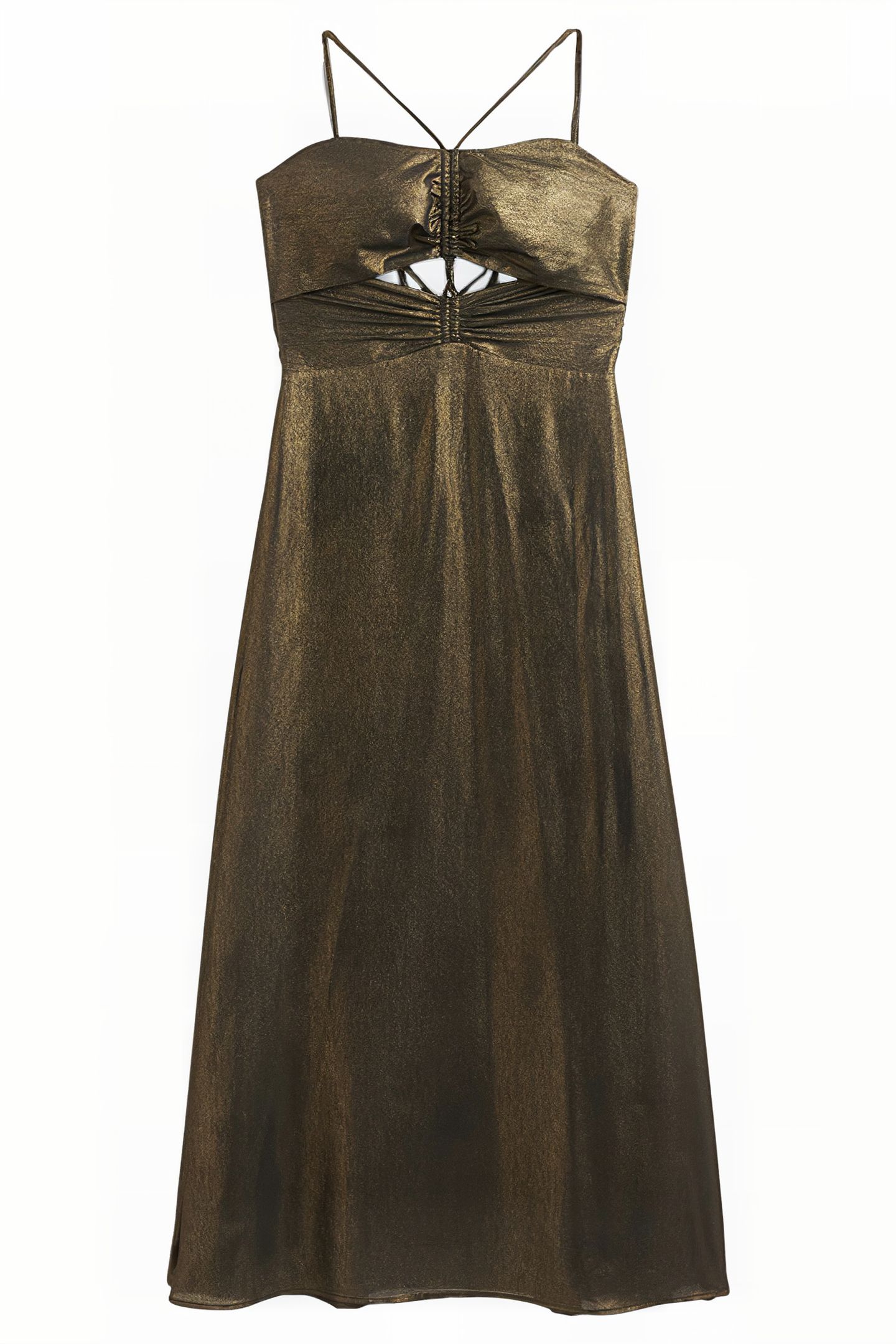 METALLIC HALTERNECK MIDI DRESS GLD 6