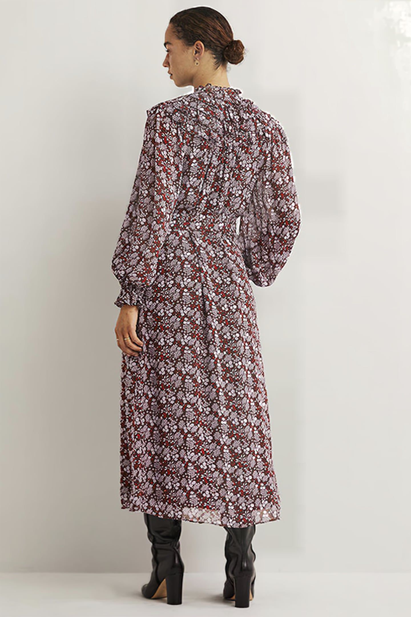 RUFFLE YOKE MIDI SHIRT DRESS PRP 2