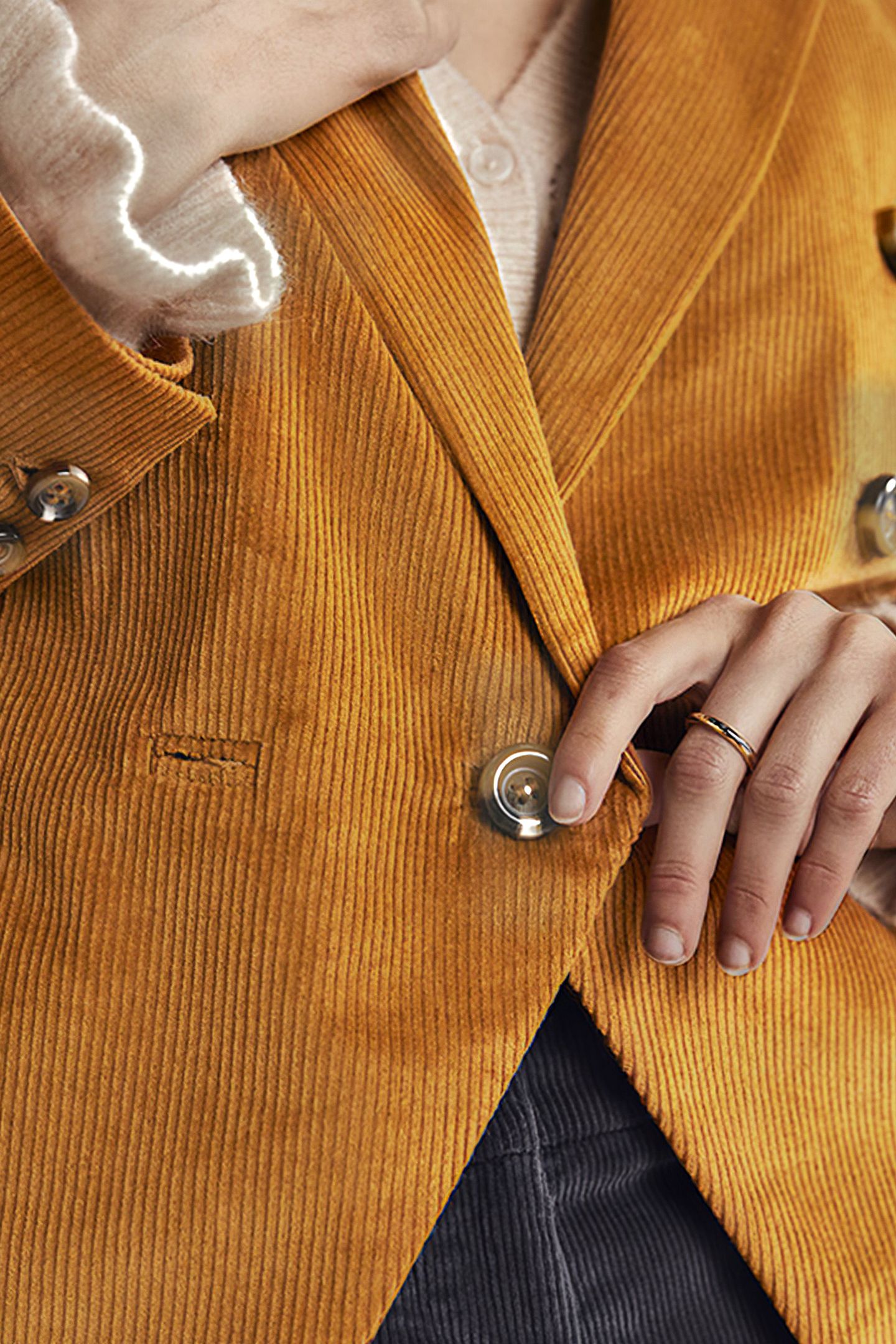 DOUBLE BREASTED CORD BLAZER BRN 4
