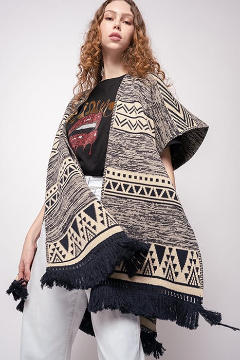 CALAHORRA PONCHO RECYCLED STUO NAVY BLUE/ECRU 4