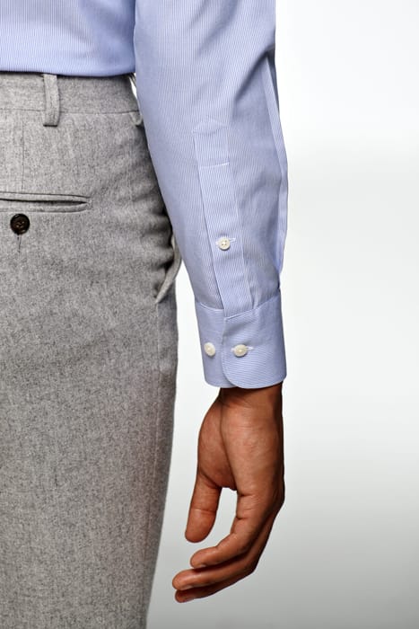 Mid Blue Striped Poplin Slim Fit Shirt 7