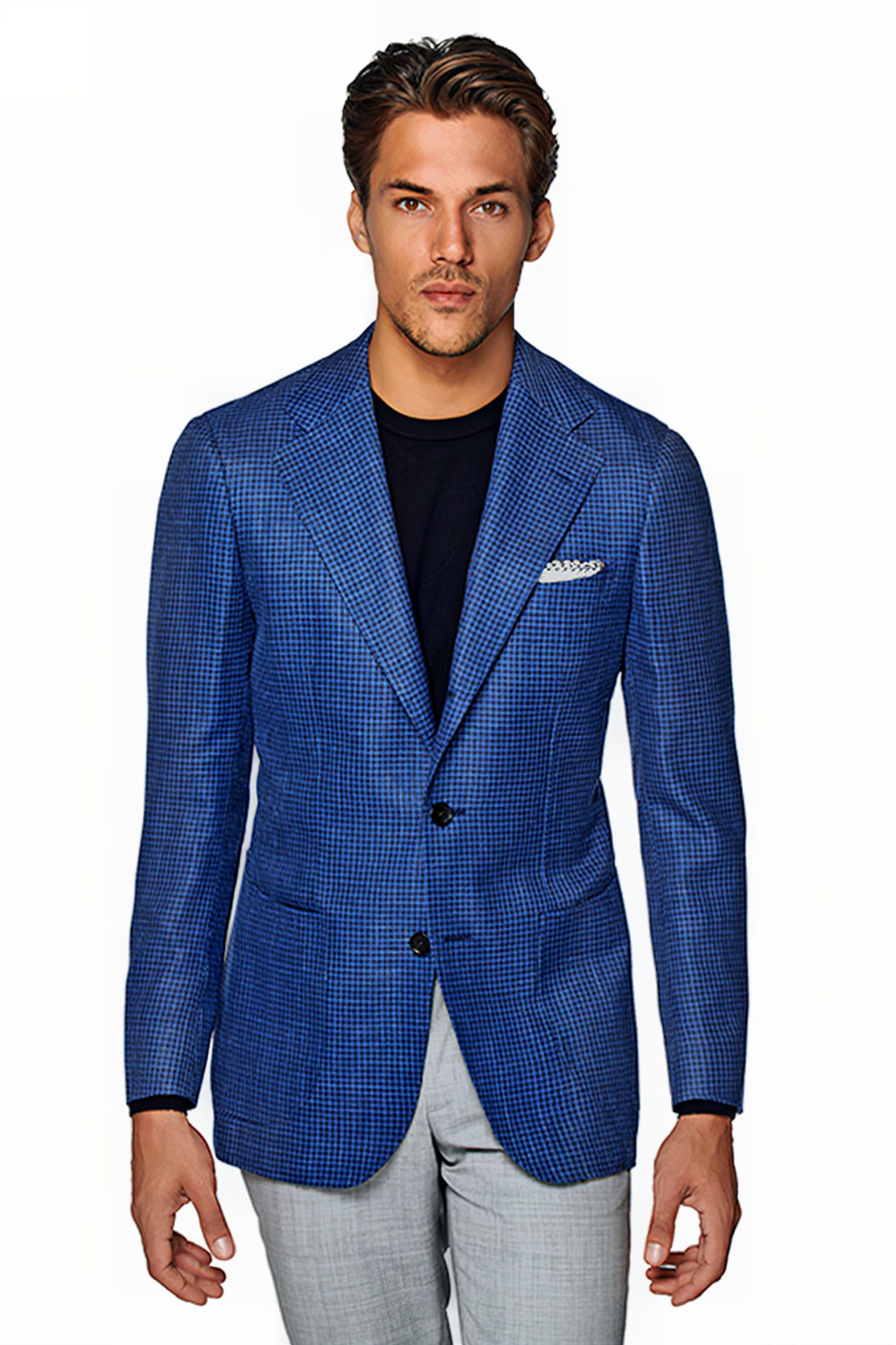 Mid Blue Houndstooth Havana Blazer 1